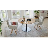 Interliving Esszimmer Serie 5116 – Esstisch Eiche natur & schwarzes Metall - Durchmesser ca. 125 cm