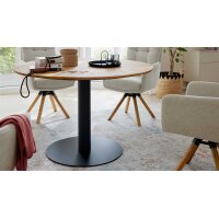 Interliving Esszimmer Serie 5116 – Esstisch Eiche natur & schwarzes Metall - Durchmesser ca. 125 cm