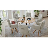 Interliving Esszimmer Serie 5116 – Esstisch Eiche natur & schwarzes Metall - Durchmesser ca. 125 cm