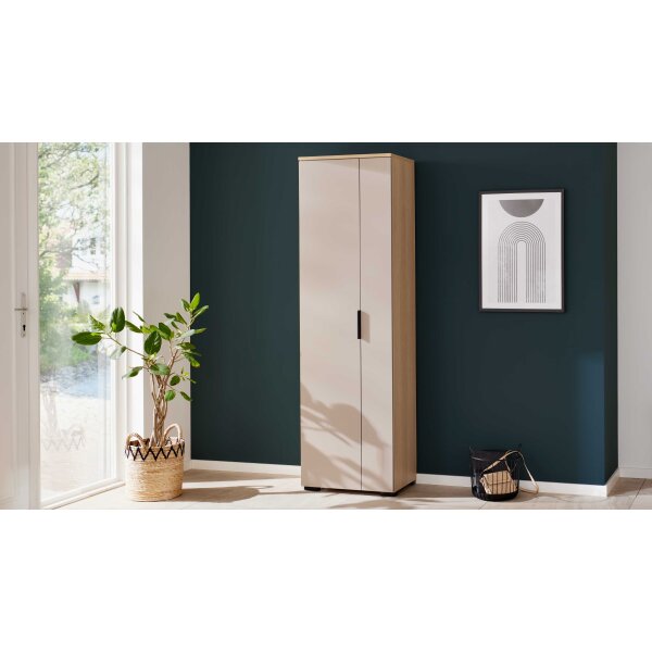 Interliving Garderobe Serie 6015 - Garderobenschrank Steingrau & Eiche - zwei Türen, Breite ca. 60 cm