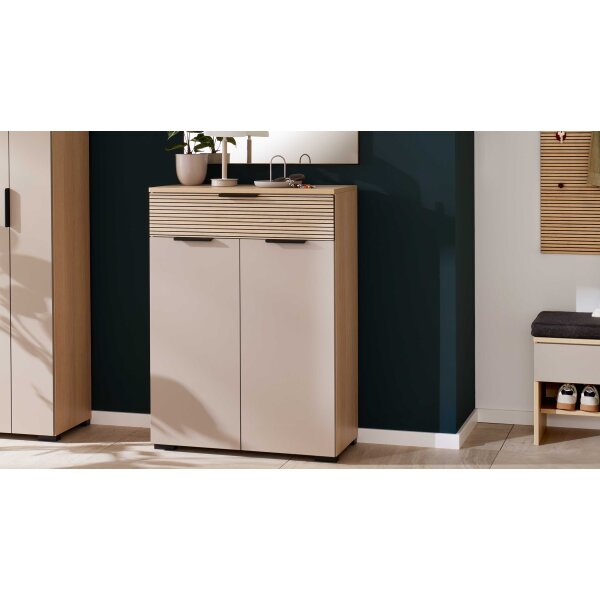 Interliving Garderobe Serie 6015 - Kombikommode Steingrau & Eiche - eine Schublade, zwei Türen, Breite ca. 110 cm