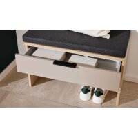 Interliving Garderobe Serie 6015 - Garderobenbank Steingrau & Eiche - eine Schublade, Länge ca. 80 cm
