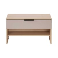 Interliving Garderobe Serie 6015 - Garderobenbank Steingrau & Eiche - eine Schublade, Länge ca. 80 cm
