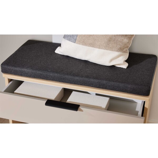 Interliving Garderobe Serie 6015 - Sitzkissen Silber-Anthrazit - ca. 80 x 38 cm