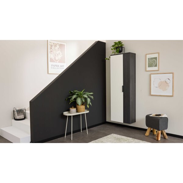 Interliving Garderobe Serie 6015 - Garderobenschrank Weiß & Mooreiche - zwei Türen, Breite ca. 60 cm