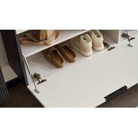 Interliving Garderobe Serie 6015 - Schuhschrank Mattweiß & Mooreiche - zwei Klappen, Breite ca. 160 cm