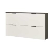 Interliving Garderobe Serie 6015 - Schuhschrank Mattweiß & Mooreiche - zwei Klappen, Breite ca. 160 cm