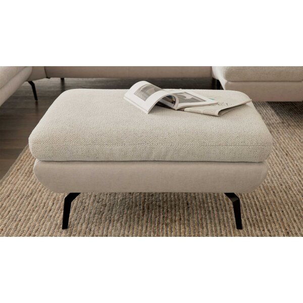 Interliving Sofa Serie 4304 – XL-Polsterhocker ecrufarbener Bezug Macan & silberfarbener Bezug Vera – 95 x 47 cm