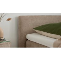 Interliving Bettensystem Serie 1420 - Boxspringbett mit Maßkopfteil beige Chenille Toni & Füße K08-10 - Liegefläche ca. 180 x 200 cm