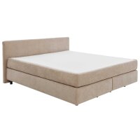 Interliving Bettensystem Serie 1420 - Boxspringbett mit Maßkopfteil beige Chenille Toni & Füße K08-10 - Liegefläche ca. 180 x 200 cm