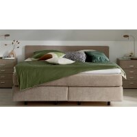 Interliving Bettensystem Serie 1420 - Boxspringbett mit Maßkopfteil beige Chenille Toni & Füße K08-10 - Liegefläche ca. 180 x 200 cm