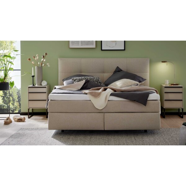 Interliving Boxspringbett Serie 1421 leinenfarbener Stoffbezug Kolga 110 - Liegefläche ca. 180 x 200 cm