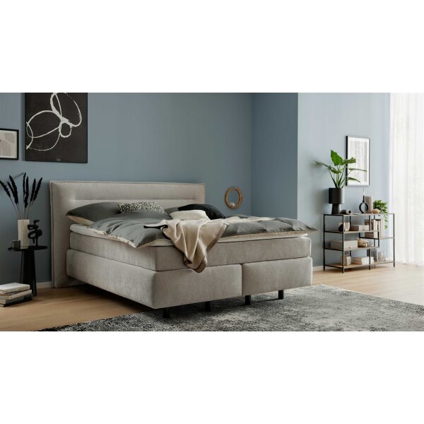 Interliving Boxspring Bett Serie 1421 taubengrauer Bezug Lofar 18 - Liegefläche ca. 180 x 200 cm