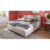 Interliving Boxspring Bett Serie 1421 naturfarbener Bezug Alfor 01 - Liegefläche ca. 180 x 200 cm