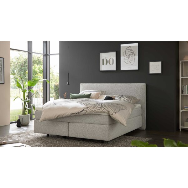 Interliving Boxspringbett Serie 1421 hellgrauer Stoffbezug Pollux 80 - Liegefläche ca. 180 x 200 cm