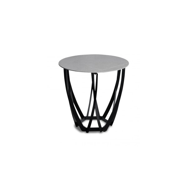 Beistelltisch Maya 1 Hellgrau & Schwarz - Durchmesser ca. 50 cm