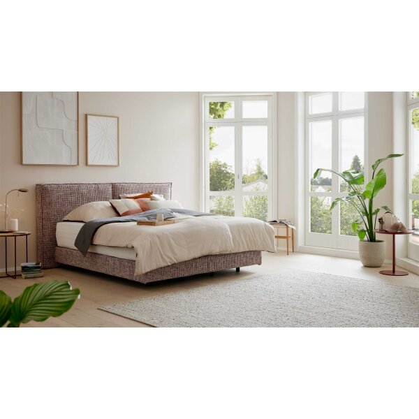 Interliving Boxspring Bett Serie 1421 magnolienfarbener Bezug Freya 160 - Liegefläche ca. 180 x 200 cm