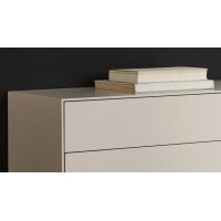 Interliving Wohnzimmer Serie 2034 - Sideboard beiger Lack & Eiche - vier Schubladen, eine Klapptür, Länge ca. 200 cm