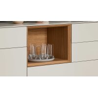 Interliving Wohnzimmer Serie 2034 - Sideboard beiger Lack & Eiche - vier Schubladen, eine Klapptür, Länge ca. 200 cm