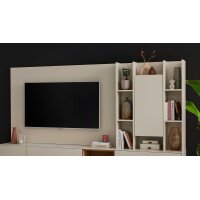Interliving Wohnzimmer Serie 2034 - Aufsatzregal beiger Lack & Eiche - zweiteilig, Länge ca. 270 cm