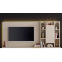 Interliving Wohnzimmer Serie 2034 - Aufsatzregal beiger Lack & Eiche - zweiteilig, Länge ca. 270 cm