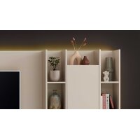 Interliving Wohnzimmer Serie 2034 - Aufsatzregal beiger Lack & Eiche - zweiteilig, Länge ca. 270 cm