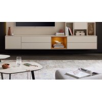 Interliving Wohnzimmer Serie 2034 - Lowboard beiger Lack & Eiche - vier Schubladen, eine Tür, Länge ca. 270 cm