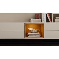 Interliving Wohnzimmer Serie 2034 - Lowboard beiger Lack & Eiche - vier Schubladen, eine Tür, Länge ca. 270 cm
