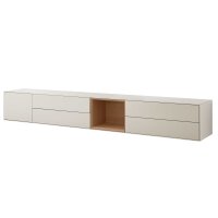 Interliving Wohnzimmer Serie 2034 - Lowboard beiger Lack & Eiche - vier Schubladen, eine Tür, Länge ca. 270 cm