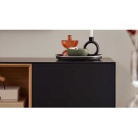 Interliving Wohnzimmer Serie 2034 - Sideboard schwarzer Lack & Eiche - zwei Schubladen, zwei Türen, Länge ca. 150 cm