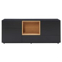 Interliving Wohnzimmer Serie 2034 - Sideboard schwarzer Lack & Eiche - zwei Schubladen, zwei Türen, Länge ca. 150 cm