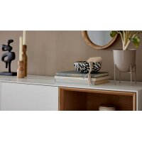 Interliving Wohnzimmer Serie 2034 - Highboard weißer Lack & Eiche - zwei Schubladen, zwei Türen, Länge ca. 150 cm