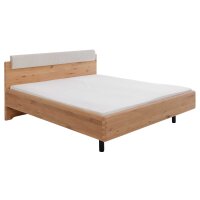 Interliving Schlafzimmer Serie 1015 – Bettgestell silberfarbener Bezug Etna & Wildeiche – Liegefläche ca. 180 x 200 cm