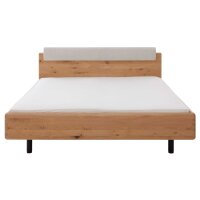 Interliving Schlafzimmer Serie 1015 – Bettgestell silberfarbener Bezug Etna & Wildeiche – Liegefläche ca. 180 x 200 cm