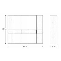 Interliving Schlafzimmer Serie 1015 – Komplettzimmer Wildeiche & silberfarbener Bezug Etna – fünftürig, Liegefläche 180 x 200 cm
