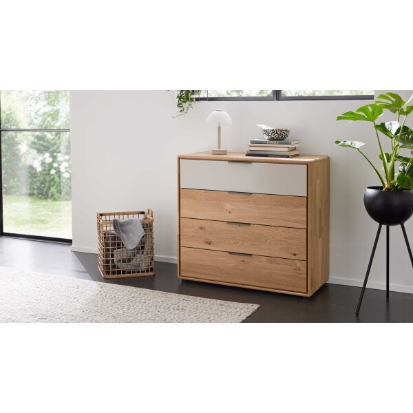 Interliving Schlafzimmer Serie 1015 – Schubladenkommode Wildeiche – vier Schubladen, Länge ca. 95 cm