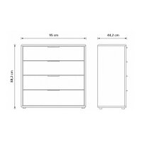 Interliving Schlafzimmer Serie 1015 – Schubladenkommode Wildeiche – vier Schubladen, Länge ca. 95 cm