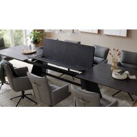 Interliving Esszimmer Serie 5123 – Kulissentisch Glas-Keramik Oxid & schwarzes Metall - ca. 220 - 340 x 100 cm