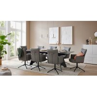 Interliving Esszimmer Serie 5123 – Kulissentisch Glas-Keramik Oxid & schwarzes Metall - ca. 220 - 340 x 100 cm