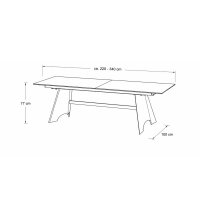 Interliving Esszimmer Serie 5123 – Kulissentisch Glas-Keramik Oxid & schwarzes Metall - ca. 220 - 340 x 100 cm