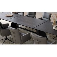 Interliving Esszimmer Serie 5123 – Kulissentisch Glas-Keramik Oxid & schwarzes Metall - ca. 220 - 340 x 100 cm