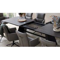 Interliving Esszimmer Serie 5123 – Kulissentisch Glas-Keramik Oxid & schwarzes Metall - ca. 250 - 400 x 100 cm