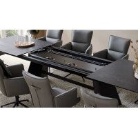 Interliving Esszimmer Serie 5123 – Kulissentisch Glas-Keramik Oxid & schwarzes Metall - ca. 250 - 400 x 100 cm