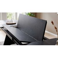 Interliving Esszimmer Serie 5123 – Kulissentisch Glas-Keramik Oxid & schwarzes Metall - ca. 250 - 400 x 100 cm