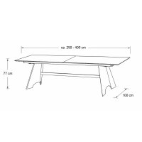 Interliving Esszimmer Serie 5123 – Kulissentisch Glas-Keramik Oxid & schwarzes Metall - ca. 250 - 400 x 100 cm