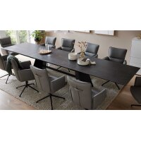 Interliving Esszimmer Serie 5123 – Kulissentisch Glas-Keramik Oxid & schwarzes Metall - ca. 250 - 400 x 100 cm