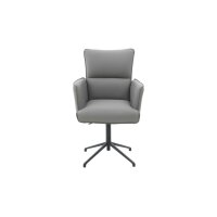 Interliving Esszimmer Serie 5123 – Armlehnstuhl mit Funktionen hellgraues Leder Fog & schwarzes Metall