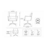 Interliving Esszimmer Serie 5123 – Armlehnstuhl mit Funktionen hellgraues Leder Fog & schwarzes Metall