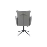 Interliving Esszimmer Serie 5123 – Armlehnstuhl mit Funktionen hellgraues Leder Fog & schwarzes Metall
