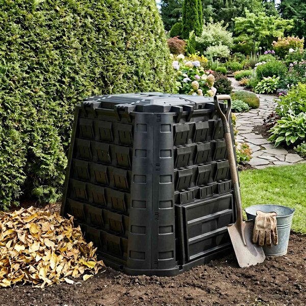 vidaXL Gartenkomposter Schwarz 91 x 91 x 83 cm 100% PP Schwarz 42033412